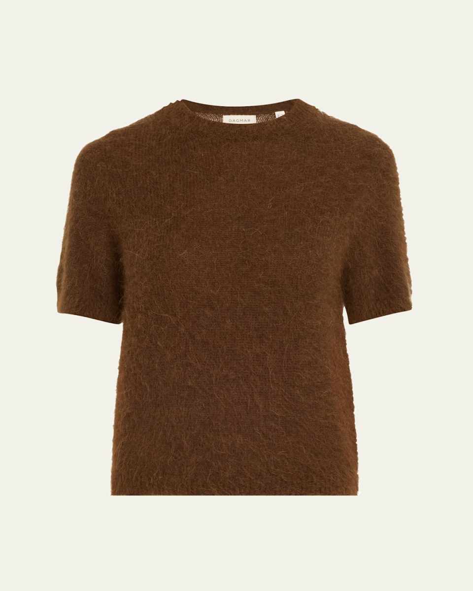 Short-Sleeve Brushed Alpaca Sweater
